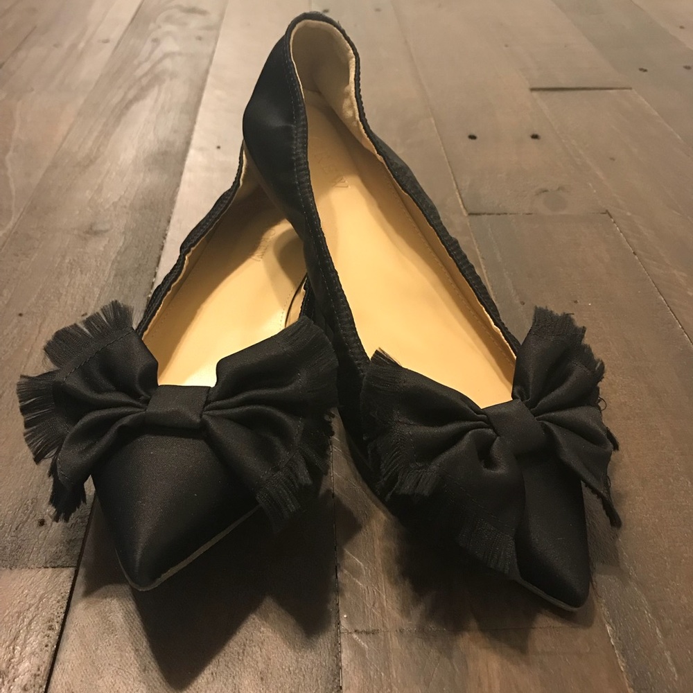 J. Crew Lottie Frayed-Bow flats